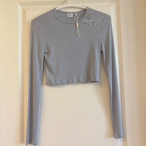 Sunday Best Women's Blue Crop Top long sleeve T-shirt Size small NWOT